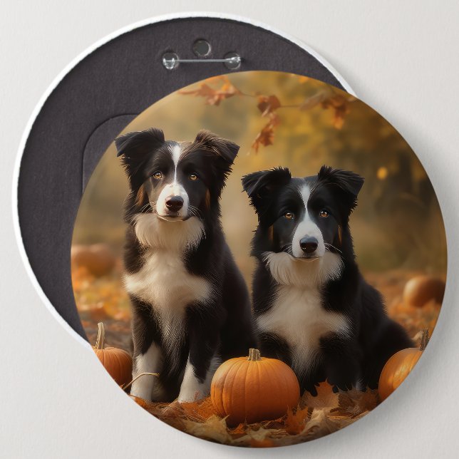Chapa Redonda De 15 Cm Calabaza deslumbrante del otoño boreal Collie Pupp (Anverso y reverso)