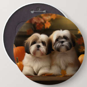 Chapa Redonda De 15 Cm Calabaza deslumbrante Lhasa Apso Puppy Autumn