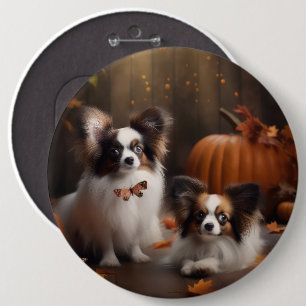 Chapa Redonda De 15 Cm Calabaza deslumbrante Papillon Puppy Autumn