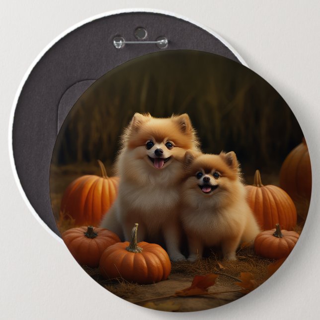 Chapa Redonda De 15 Cm Calabaza deslumbrante Pomerania de uva de otoño (Anverso y reverso)