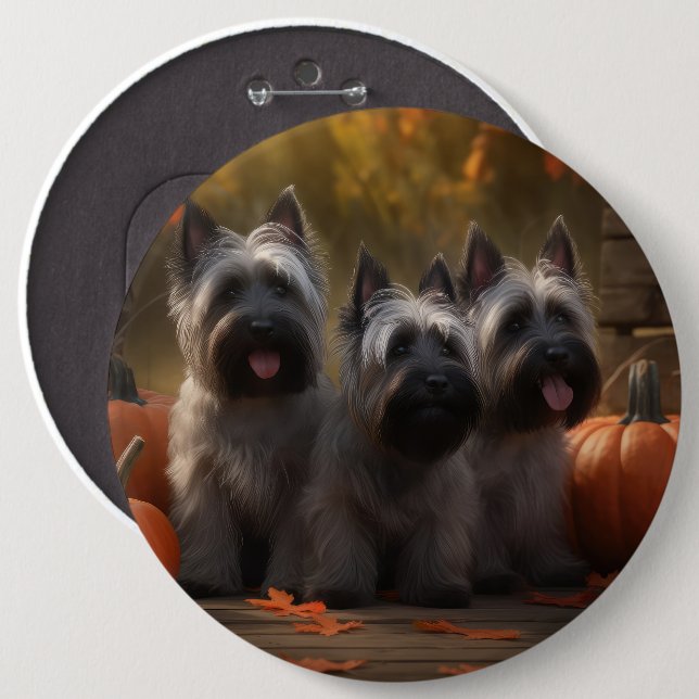 Chapa Redonda De 15 Cm Calabaza deslumbrante Skye Terrier Puppy Autumn (Anverso y reverso)
