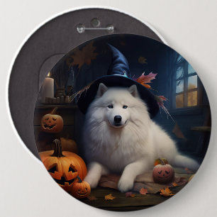 Chapa Redonda De 15 Cm Calabazas Samoyedo Halloween Asustadizas