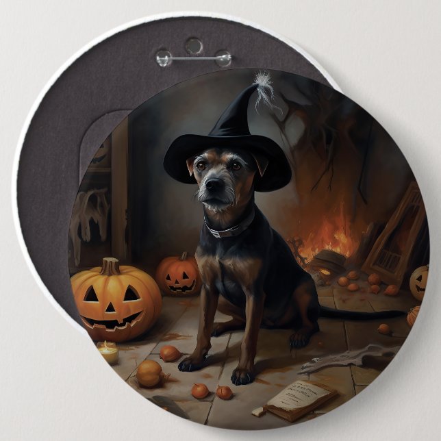 Chapa Redonda De 15 Cm Calabazas Terrier de la Bahía de Chesapeake Hallow (Anverso y reverso)