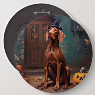 Chapa Redonda De 15 Cm Calabazas Vizsla Halloween Espeluznantes