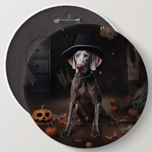 Chapa Redonda De 15 Cm Calabazas Weimaraner Halloween Espeluznante