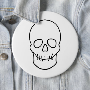 Chapa Redonda De 15 Cm Calavera - Blanco y negro