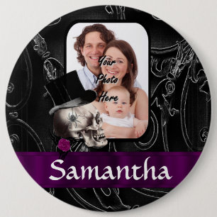 Chapa Redonda De 15 Cm Calavera de tatuaje gótico