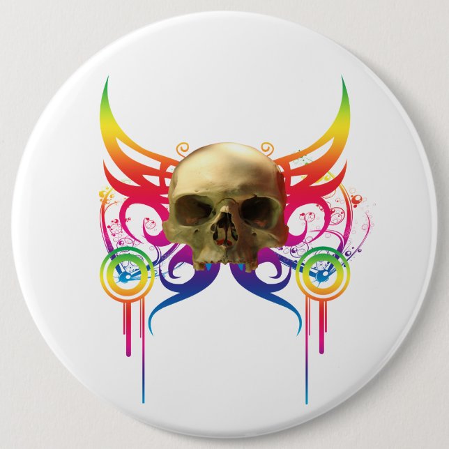 Chapa Redonda De 15 Cm Calavera de vampiro (Anverso)