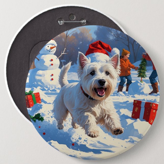 Chapa Redonda De 15 Cm Camino occidental en nieve con Gorra de Navidades (Anverso y reverso)