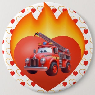 Chapa Redonda De 15 Cm Camión de bomberos lindo día de San Valentín