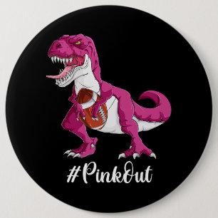 Chapa Redonda De 15 Cm Cáncer de Mama De Camiseta De Dinosaurio Rosa