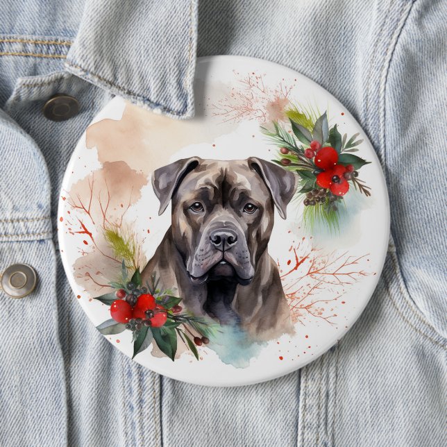 Chapa Redonda De 15 Cm Cane Corso Navidades Wreath Festimes Pup (In situ)