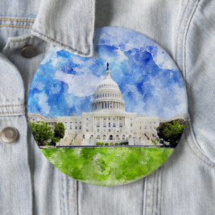 Chapa Redonda De 15 Cm Capitolio de los Estados Unidos en la acuarela Was