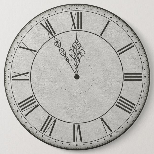 Chapa Redonda De 15 Cm Cara de reloj del número romano B&W (Anverso)