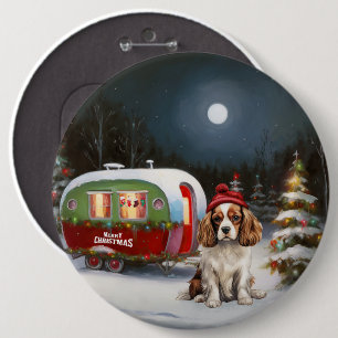 Chapa Redonda De 15 Cm Caravana de Navidad del Cavalier King Charles Span