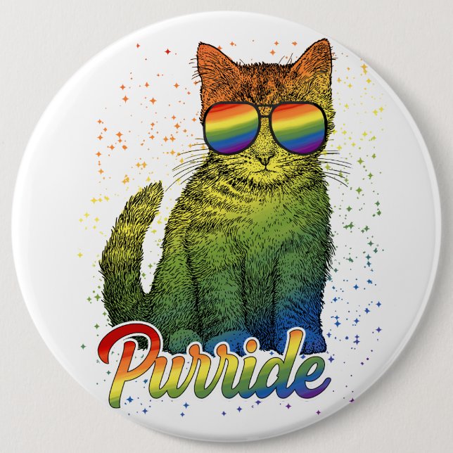 Chapa Redonda De 15 Cm Cat Purride LGBT (Anverso)