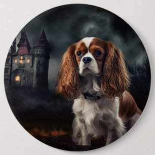 Chapa Redonda De 15 Cm Cavalier King Charles Spaniel Halloween Espantoso