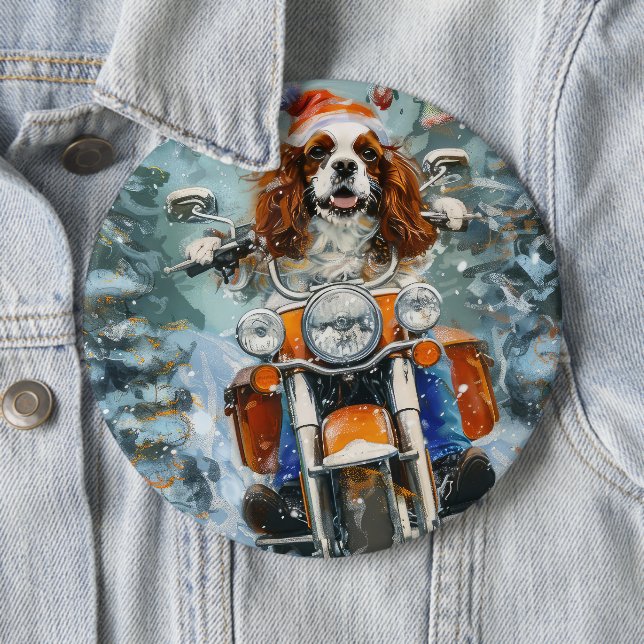 Chapa Redonda De 15 Cm Cavalier King Charles Spaniel Navidad (In situ)