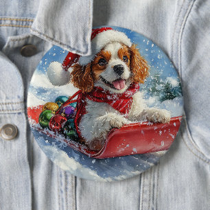 Chapa Redonda De 15 Cm Cavalier King Charles Spaniel Trineo Navidad