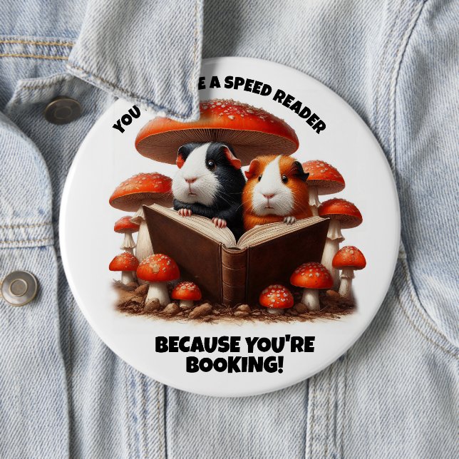 Chapa Redonda De 15 Cm Cerdos de Guinea divertidos leyendo bajo hongos ro (In situ)