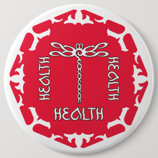 Chapa Redonda De 15 Cm Chakra de Raíz Roja "Salud" Libélula Fondo Blanco