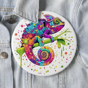 Chapa Redonda De 15 Cm Chameleon Paint Stains Watercolor Style