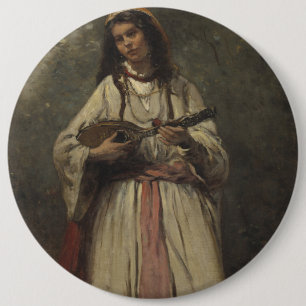 Chapa Redonda De 15 Cm Chica gitano con la mandolina