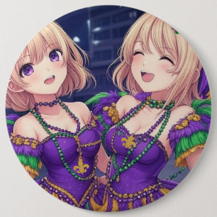 Chapa Redonda De 15 Cm Chicas animales Mardi Gras