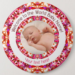 Chapa Redonda De 15 Cm Chicas Baby Shower Vibrante Personalizado rosa Fot