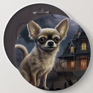 Chapa Redonda De 15 Cm chihuahua Halloween Scary