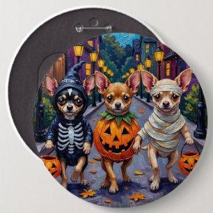 Chapa Redonda De 15 Cm Chihuahua pidiendo dulces con disfraces de Hallowe