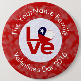 Chapa Redonda De 15 Cm Chilean Flag Red Letters LOVE White on Red