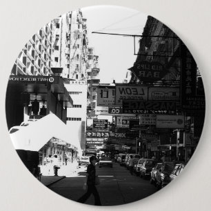 Chapa Redonda De 15 Cm China Hong Kong calle Ciudad coches antiguos