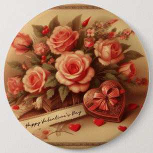 Chapa Redonda De 15 Cm Chocolates y flores El día de San Valentín de époc