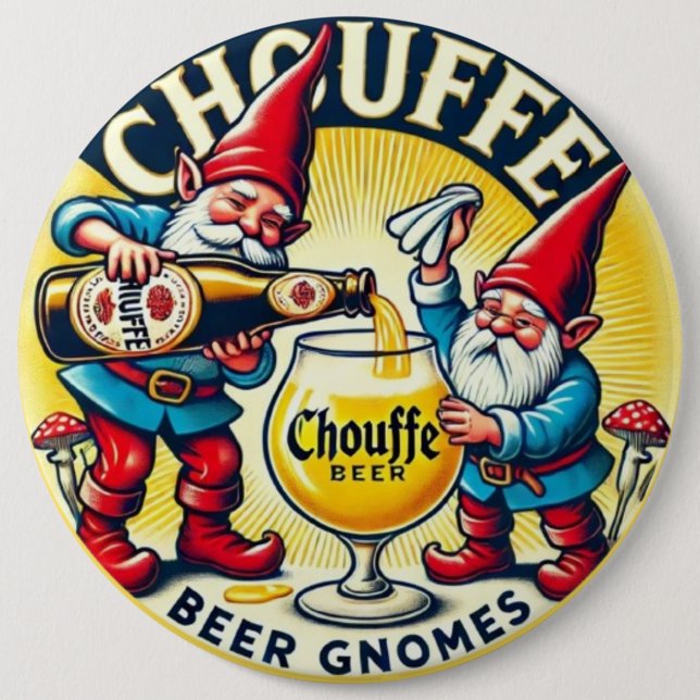 Chapa Redonda De 15 Cm Chouffe Beer Gnomes Theme Design (Anverso)