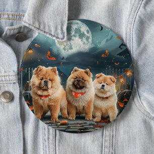 Chapa Redonda De 15 Cm Chow Chow Halloween Espeluznante