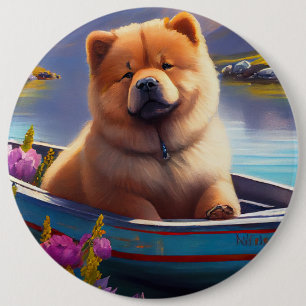 Chapa Redonda De 15 Cm Chow Chow sobre un remo: Una aventura panorámica