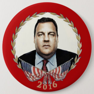 Chapa Redonda De 15 Cm Chris Christie para el presidente 2016