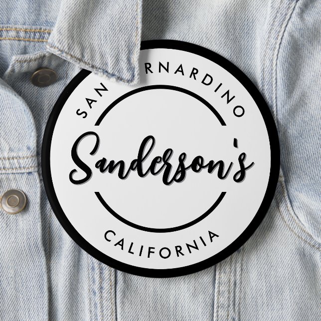 Chapa Redonda De 15 Cm Círculo de nombre de ubicación de la ciudad blanca (In situ)