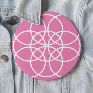 Chapa Redonda De 15 Cm Círculos de espiral blanca en rosa