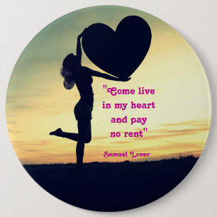 Chapa Redonda De 15 Cm cita de Samuel Lover corazón amor inspiración Case