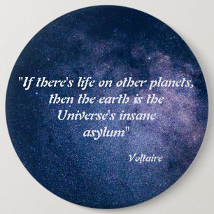Chapa Redonda De 15 Cm Cita De Voltaire Sobre La Vida En Otros Planetas