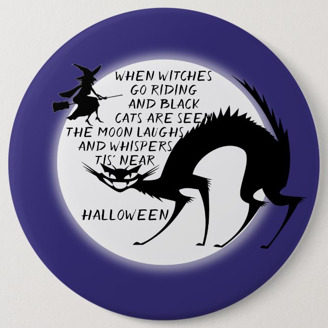Chapa Redonda De 15 Cm Citas de gatos y brujas negras (Anverso)