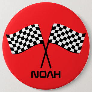 Chapa Redonda De 15 Cm Clase Go Kart Pit Stop Birthday Carreras Flags