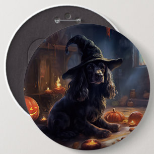 Chapa Redonda De 15 Cm Cocker Spaniel Calabazas de Halloween Espeluznante