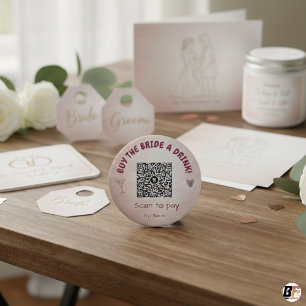 Chapa Redonda De 15 Cm Código QR de oro rosa personalizado "Invita a la n