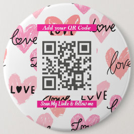 Chapa Redonda De 15 Cm Código QR minimalista “Scan Me”, Accesorio Simple