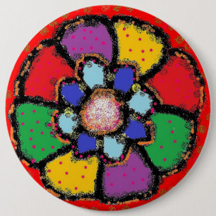 Chapa Redonda De 15 Cm Colores de arte con forma de Petal rojo color azul