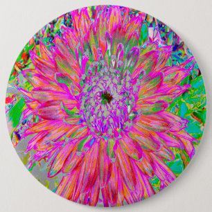 Chapa Redonda De 15 Cm Colorful Rainbow Abstract Decorative Dahlia Flower