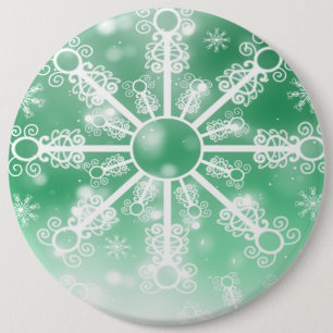 Chapa Redonda De 15 Cm Copo de nieve verde